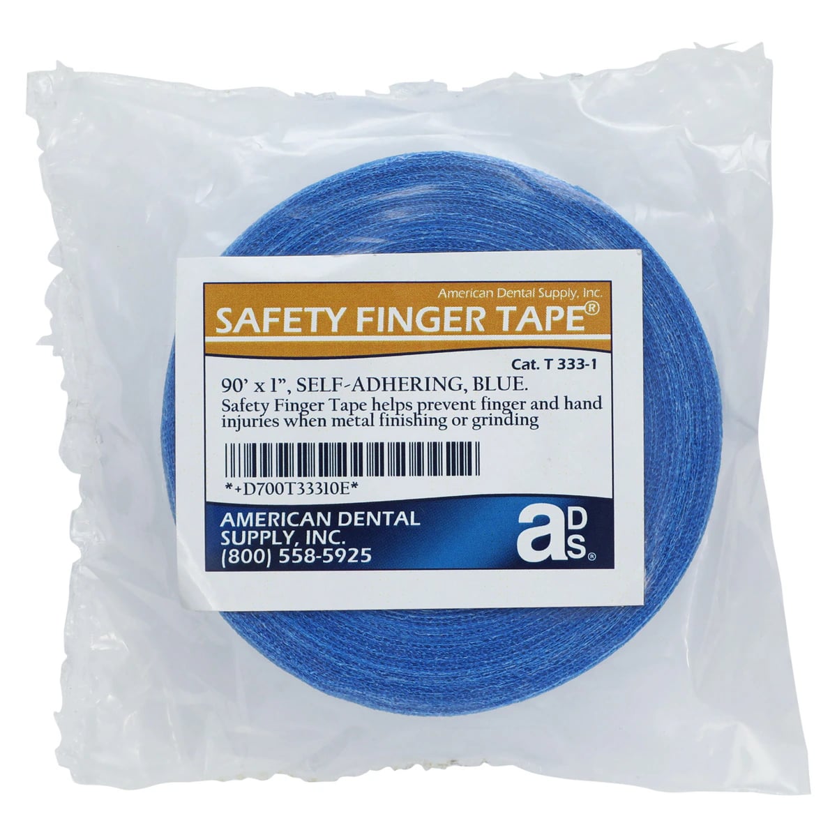 Safety Finger Tape, Blue, Self-Adhering, 1" x 90 ft Roll
