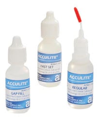 Acculite® Cyanoacrylate Adhesive, Regular Set Formula, Low Viscosity, 1 oz Bottle with Pinpoint Applicator Tips