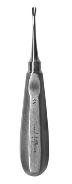 A. Titan Stainless Steel Angled Molar Elevator, Serrated, Size 77R, 1/Pk