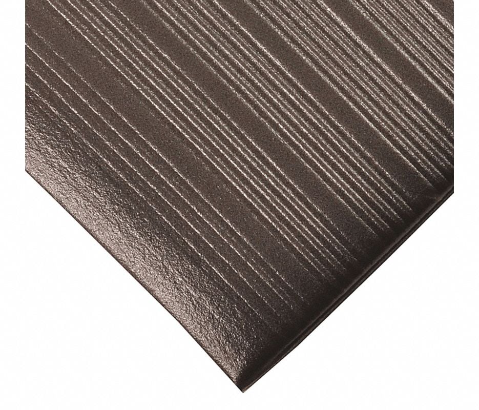 Notrax Anti-Fatigue Mat, Black Vinyl, 3 ft x 8 ft x 3/8 in, Foam Backing