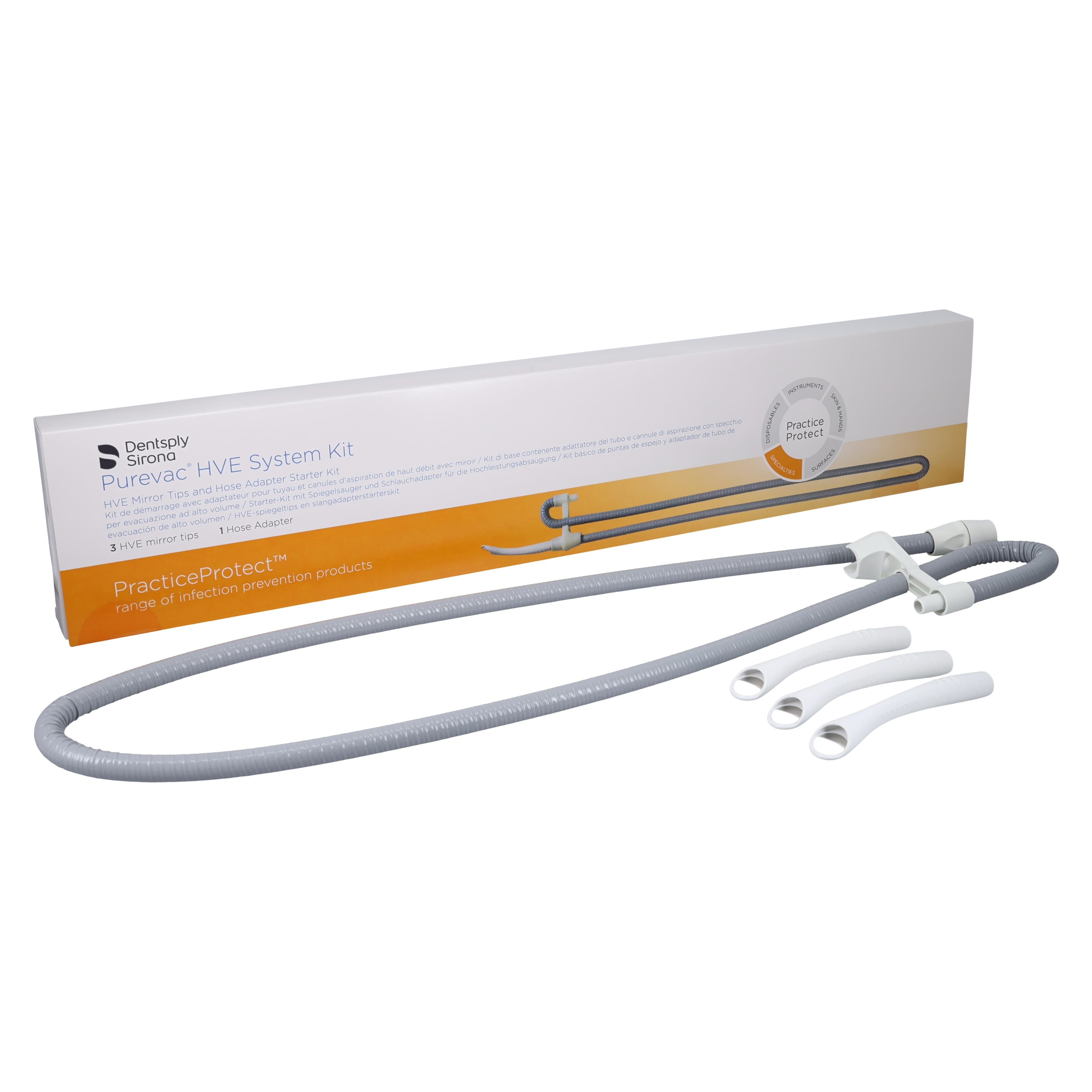 Purevac HVE System Kit, 1 Hose Adapter & 3 Mirror Tips, Autoclavable, 11000