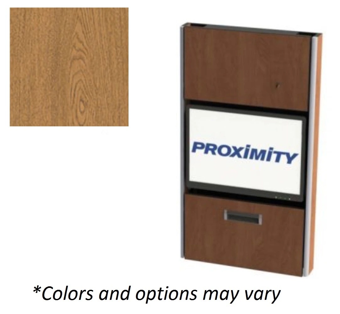Embrace EXT-28-SLIM Open Wall Workstation Desk, Wood Bannister Oak Finish