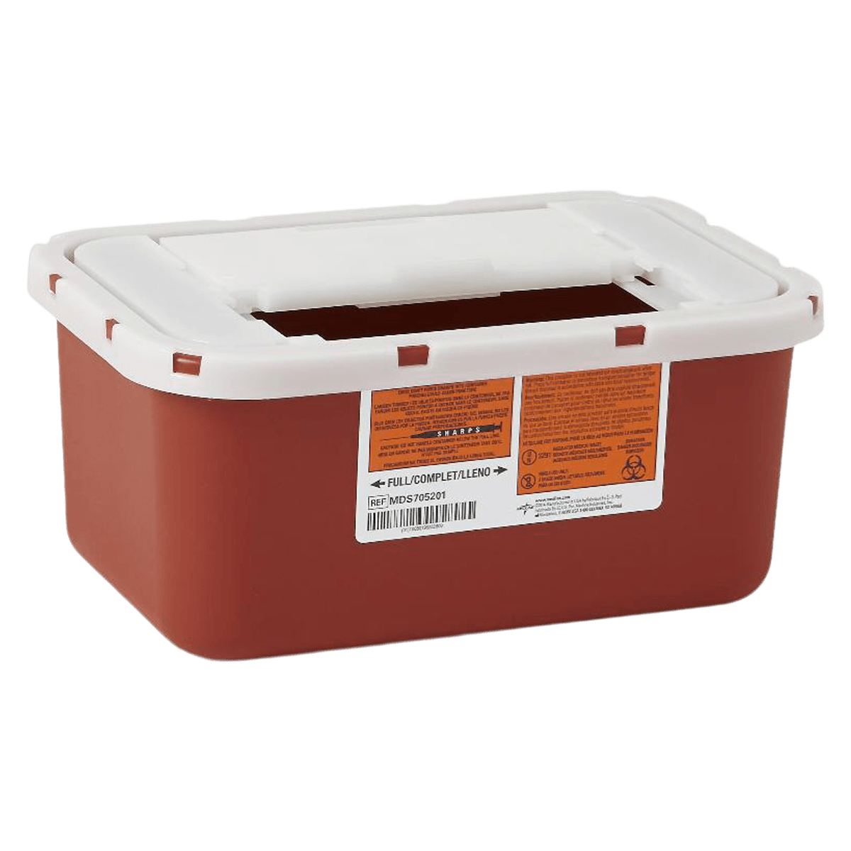 Medline Sharps Disposal Container, 1 Gallon, Red, Horizontal Drop, Nestable, Wall Mount, 10.25 x 7 x 5.75 Inches, 32/Case