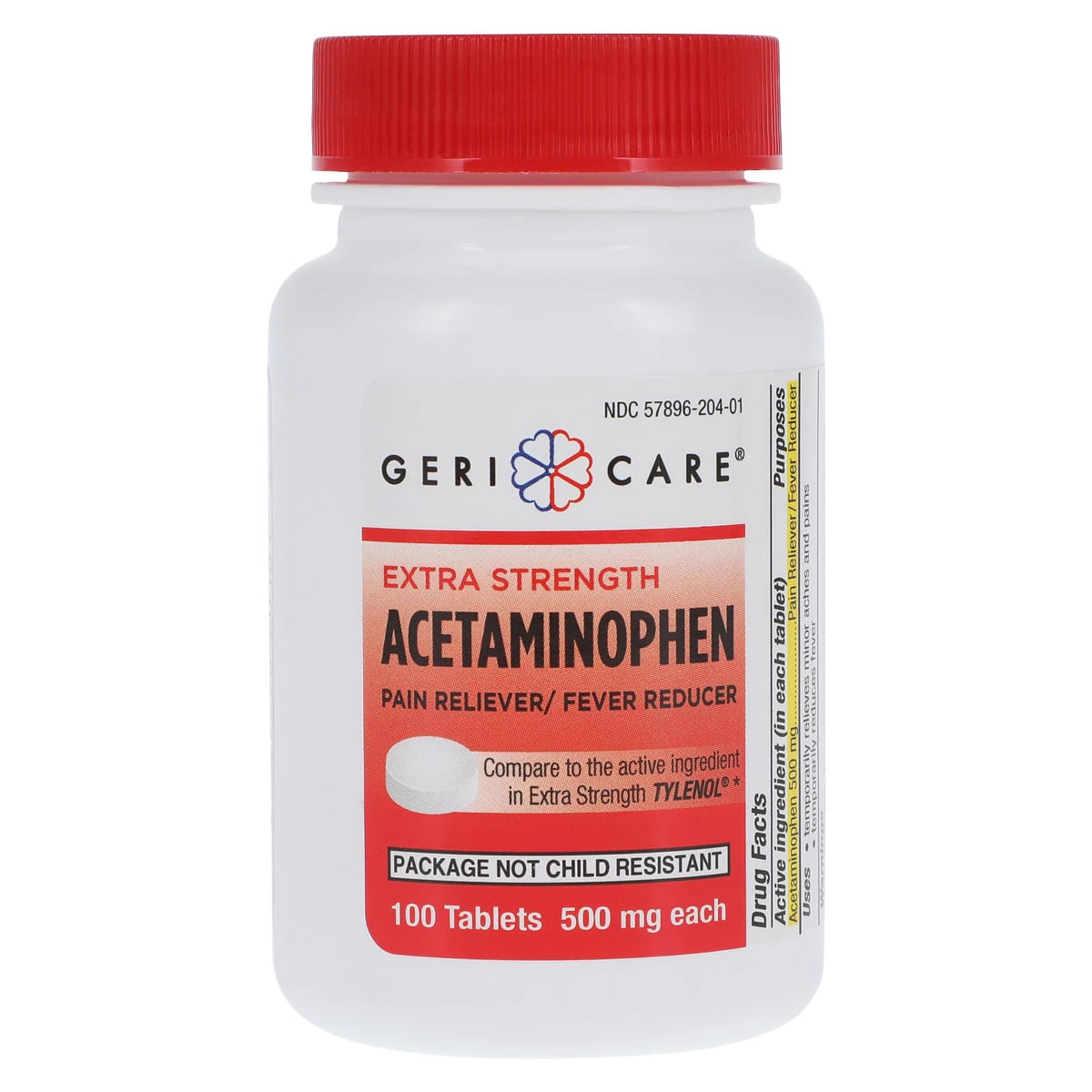 Geri-Care Acetaminophen Extra Strength Tablets, 500 mg, 100/Bottle