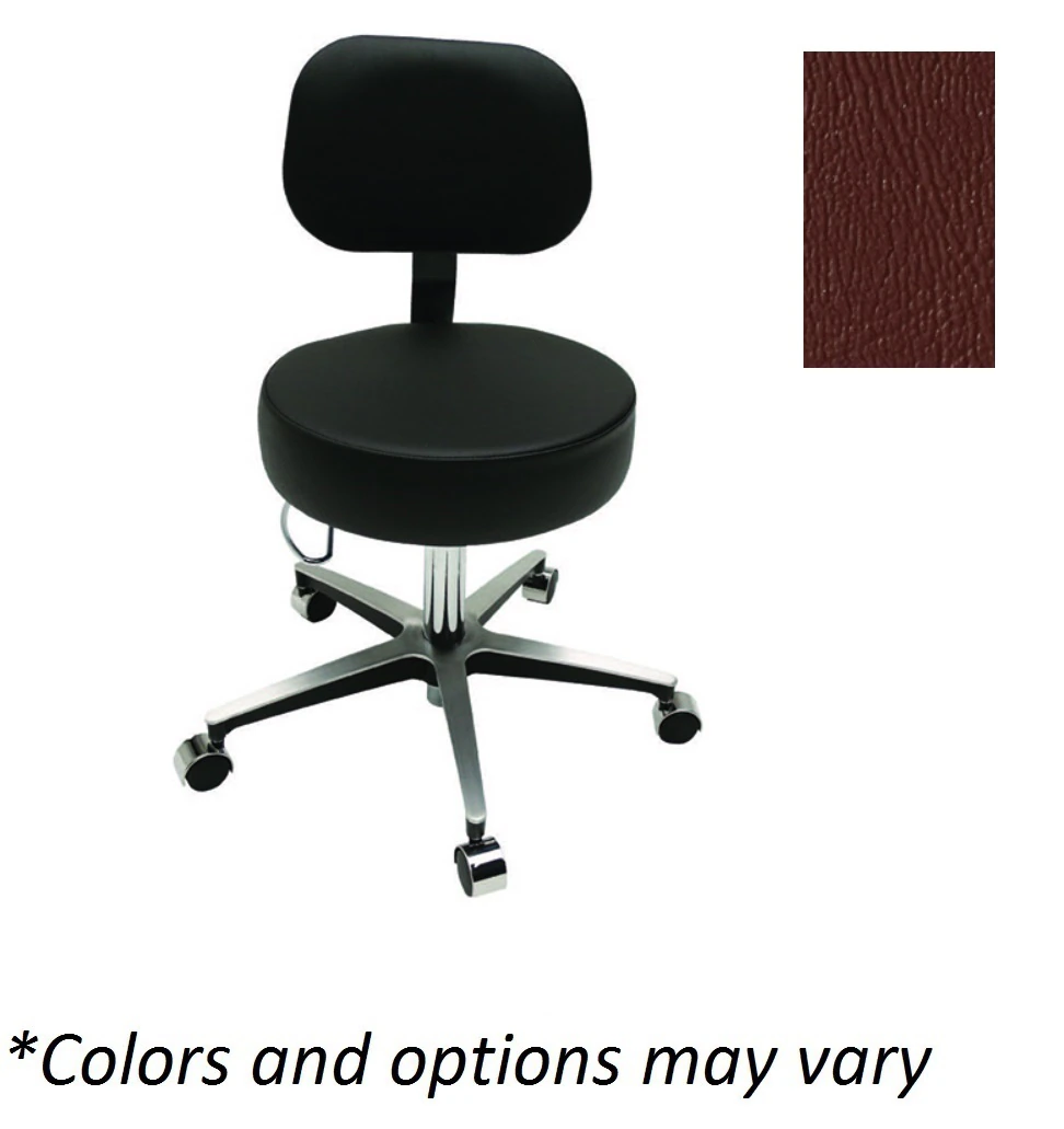 Brewer Century Series Exam Stool with Backrest, Cabernet, 250 lb Capacity