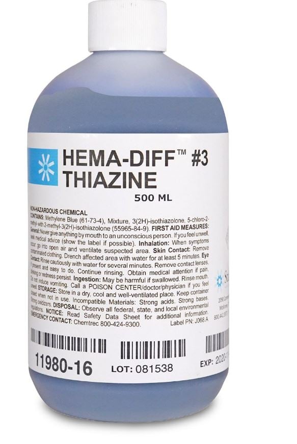 Hema-Diff #3 Thiazine Stain Solution, 16 oz Bottle