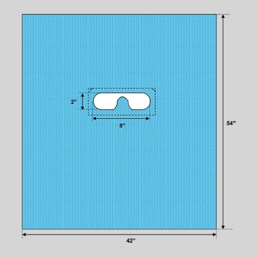 Welmed Inc Sterile Bilateral Eye Drape, 42x54" with 8x2" Opening