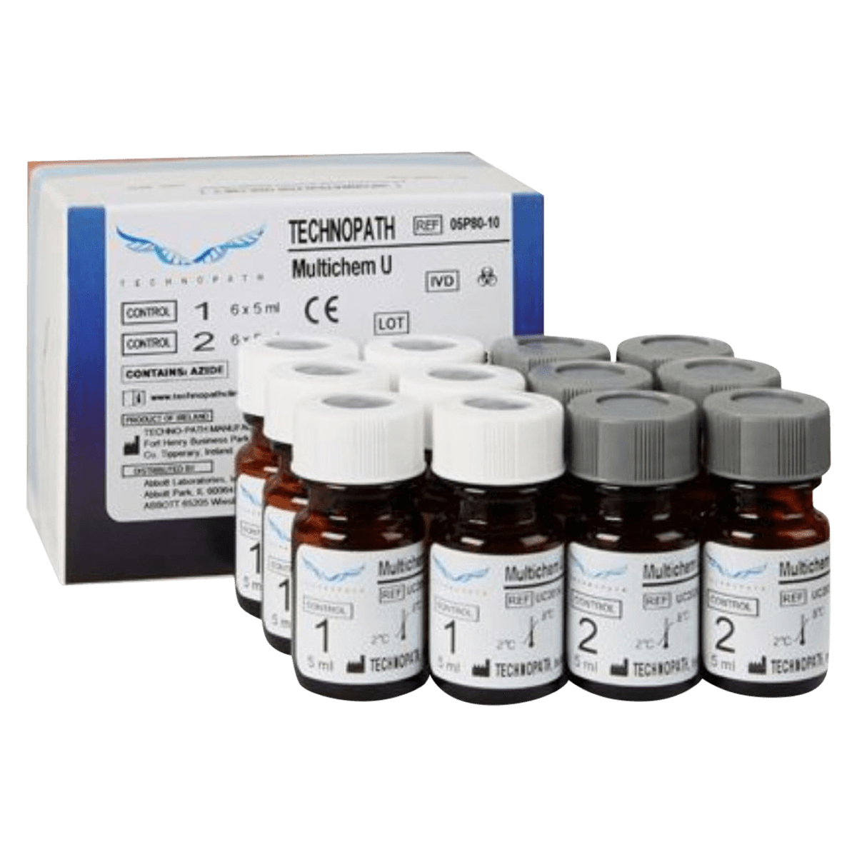 Technopath Multichem U Bi-Level Control, Level 1 & Level 2, 6 x 5 mL Bottles Each Level