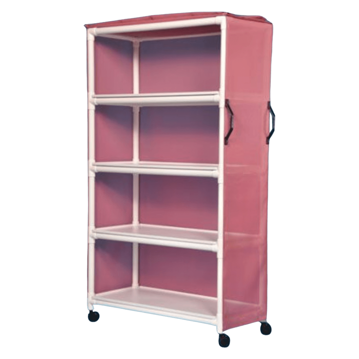 Innovative Products Unlimited Standard Series Linen Cart, PVC, 4 Shelves, 20" x 47" x 78", 3" Casters