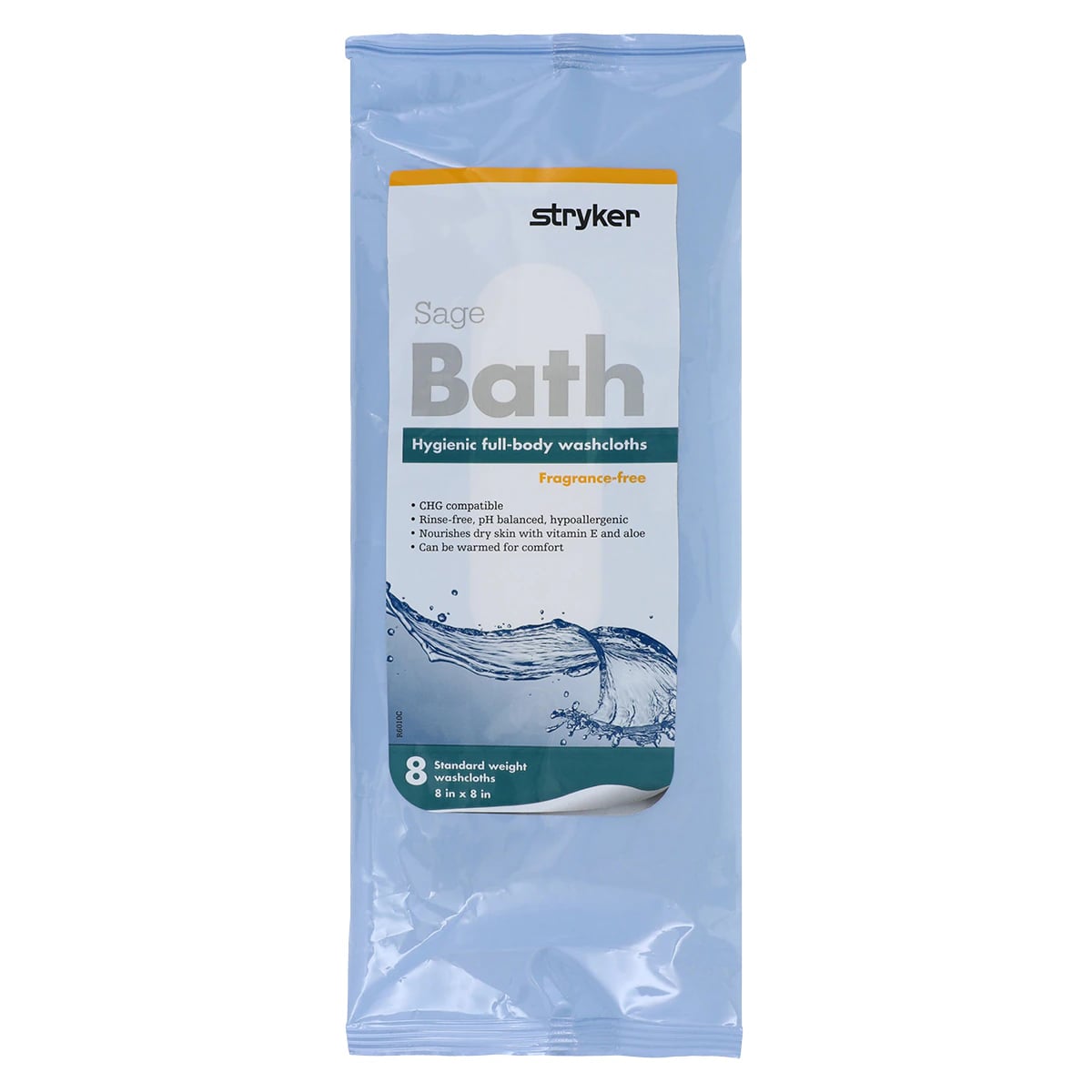 Comfort Bath Wash Cloths, Fragrance Free, Disposable, 8x8", 8/Package