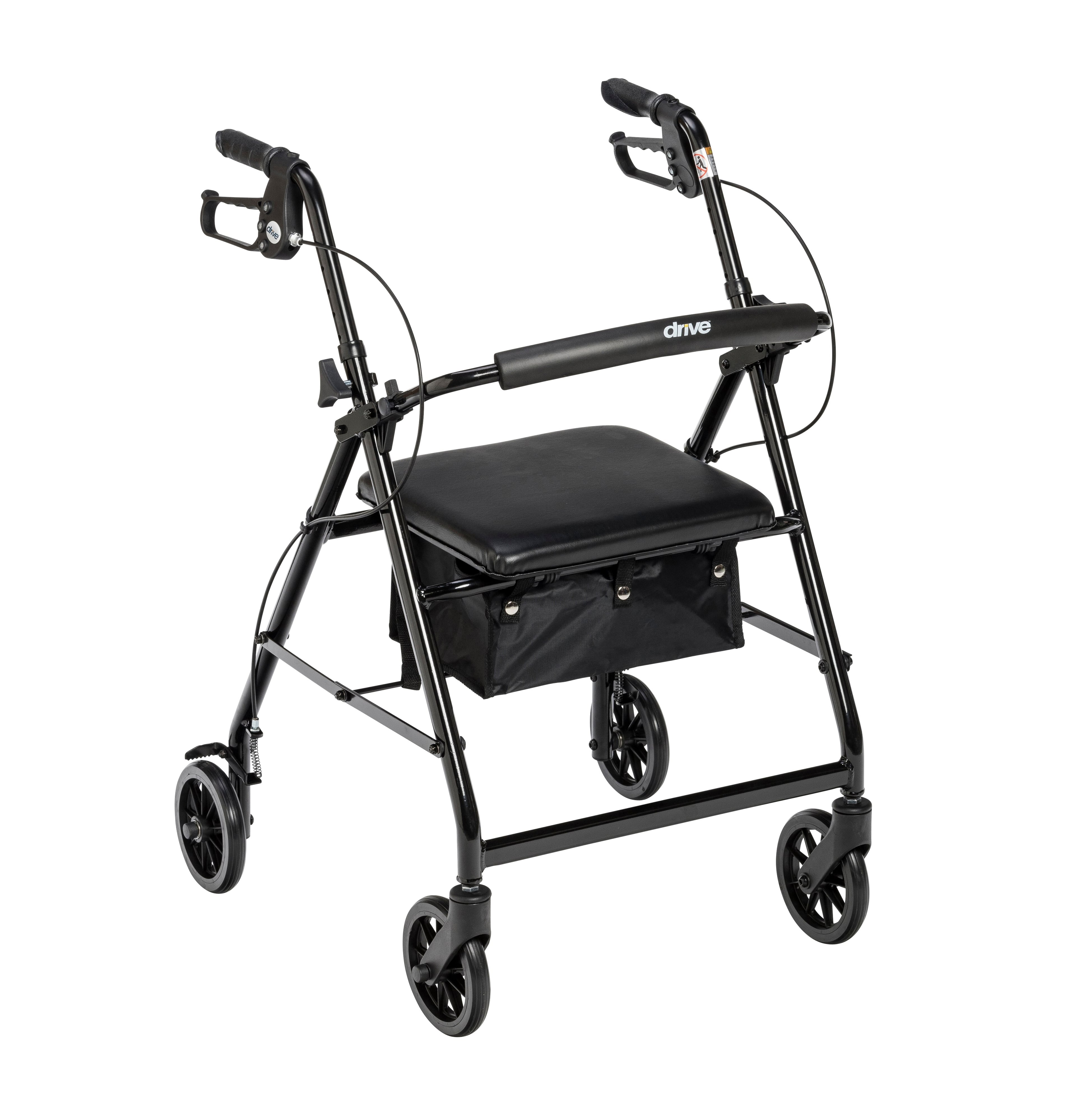Drive Medical Designs Aluminum Rollator Walker with 6" Wheels, 300 lb Capacity