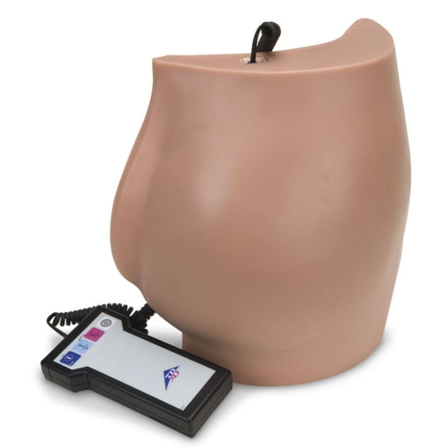 Nasco Healthcare Buttock Intramuscular Injection Simulator, Right, 11.75 x 11.75 x 4.75 in, with 21G Needle and 5mL Syringe