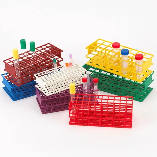 Globe Scientific Wireless Tube Rack, Nylon, 13mm, 72-Place, Full Size, White, Autoclavable