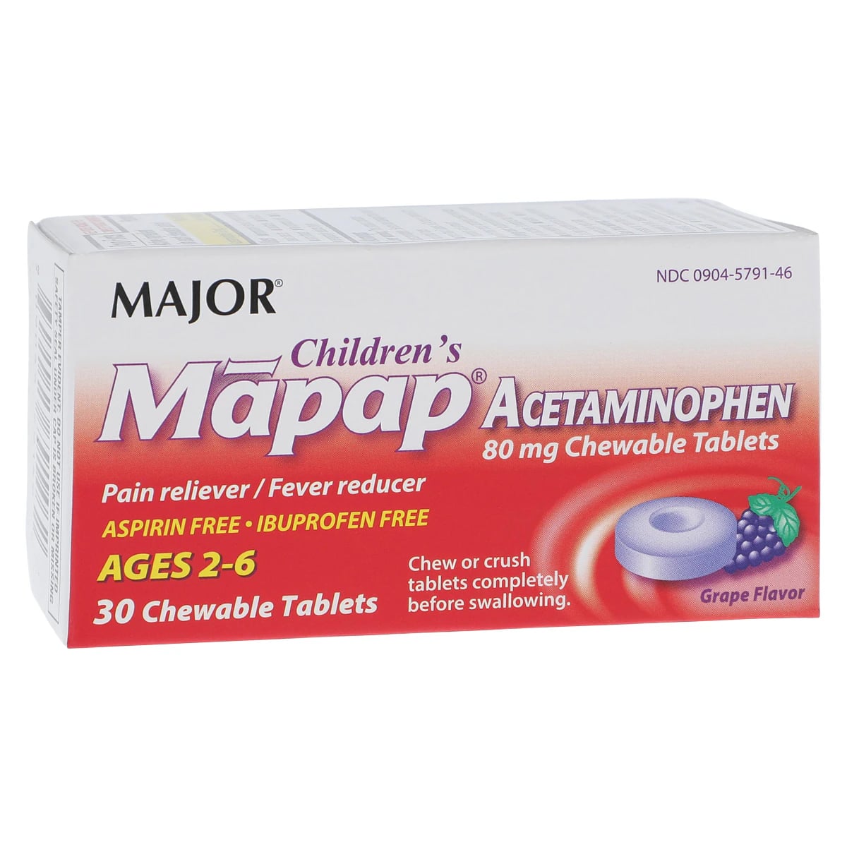 Acetaminophen Chewable Tablets, 80mg, Grape Flavor, 30/Bottle