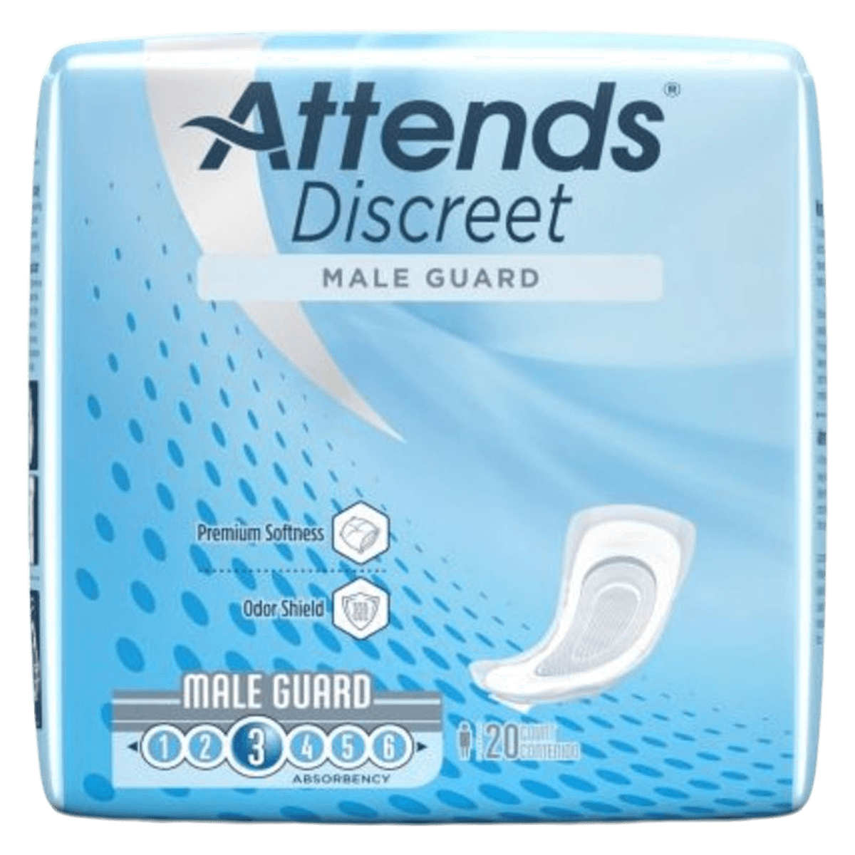 Attends Bladder Control Guard Male Adult, 12", Light Absorbency, Polymer, Disposable, 120/Case