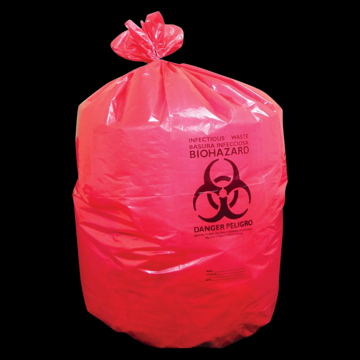 Heritage Bag Company Biohazard Bag, 3 mil, 24" x 30", Red, Twist Tie Closure, 200/Case