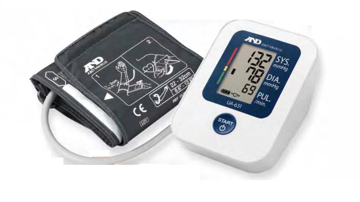 A&D Engineering Premium Wireless Blood Pressure Monitor with Cuff, Upper Arm, Digital LCD Display, Black, Latex-Free
