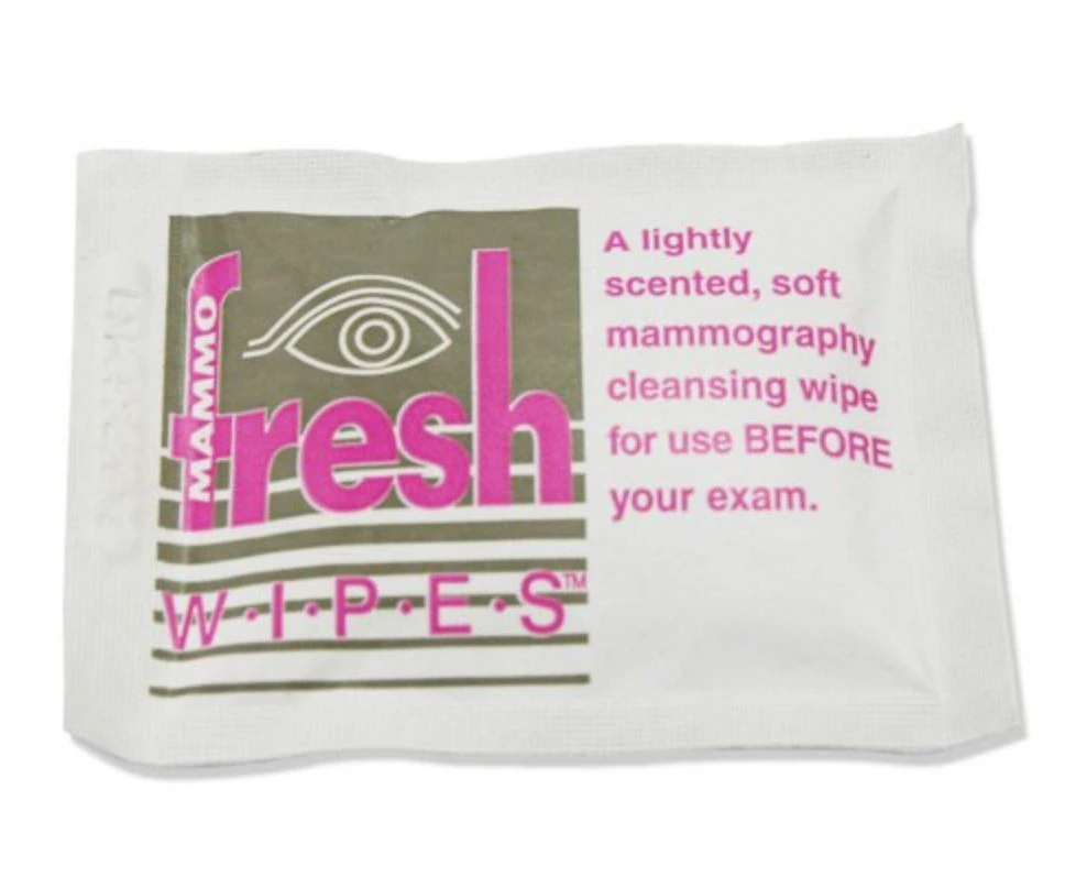 FreshWipes Mammography Wipes, Disposable, Water/Alcohol/Potassium Sorbate, Latex-Free, 6" x 7", White, 500/Case