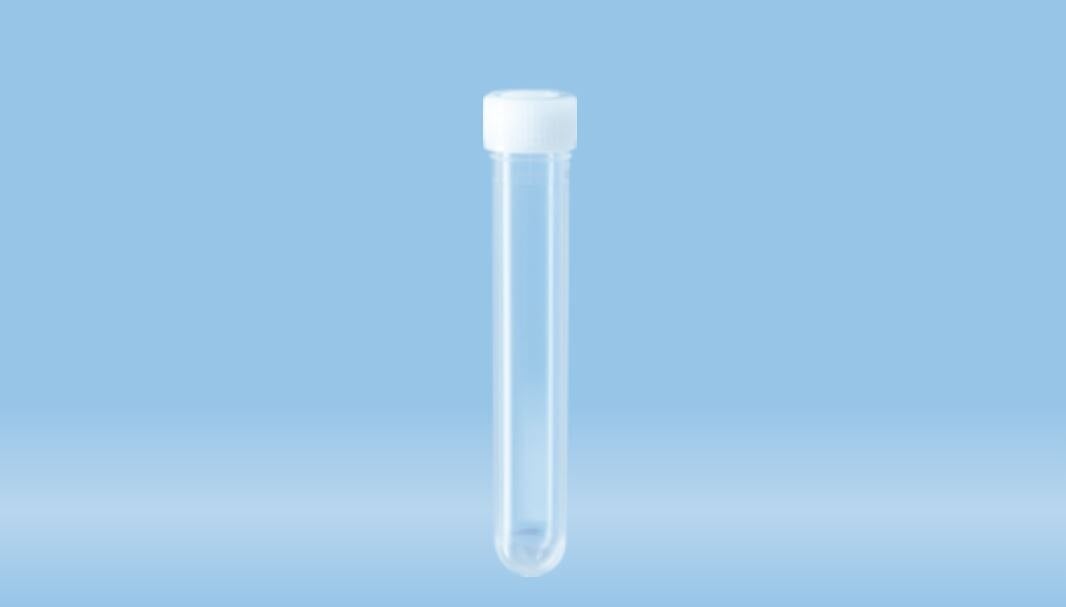 Sarstedt Centrifuge Tube, Polypropylene, 7mL, 82x13mm, Screw Cap, Round Bottom, Non-Sterile, Clear, 1000/Case