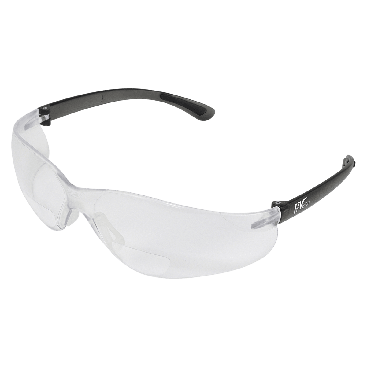 ProVision EZ-Focals Safety Eyewear, +2.0 Magnification, Black Frame, Clear Lens