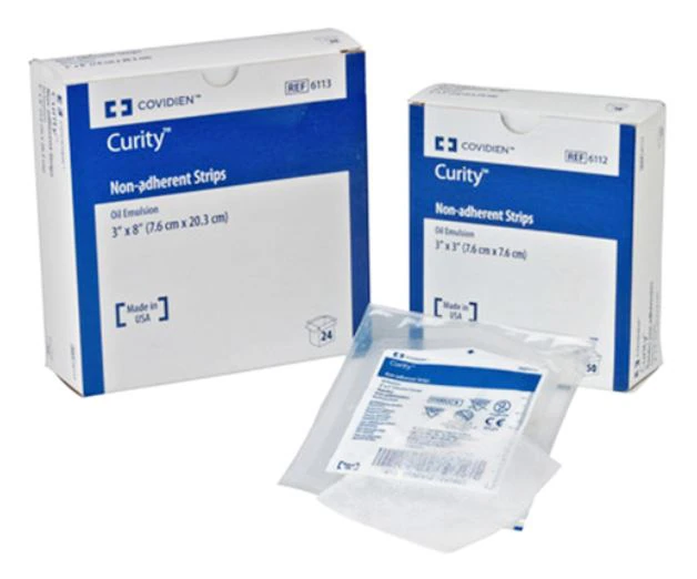 Curity Knitted Fabric Oil Emulsion Dressing, 3" x 8", Sterile, Non-Adherent, White, Latex-Free