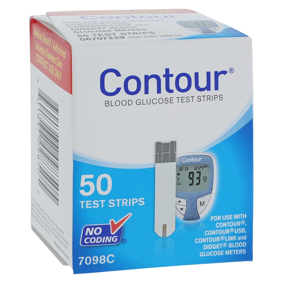 Contour Blood Glucose Test Strips, CLIA Waived, 50/Box