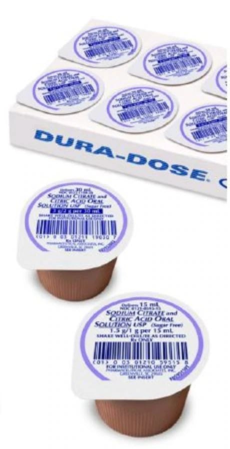 Sodium Citrate and Citric Acid Oral Solution USP, 1.5g/1g per 15mL, Sugar Free, Grape Flavor, Unit Dose Cup, 15mL, 100/Package