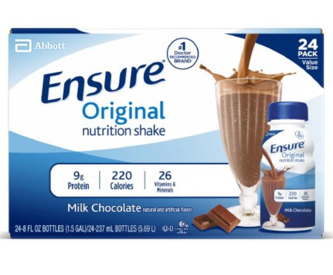 Ensure Original Nutrition Drink, Milk Chocolate, 8 oz Bag-In-Box, 24/Case