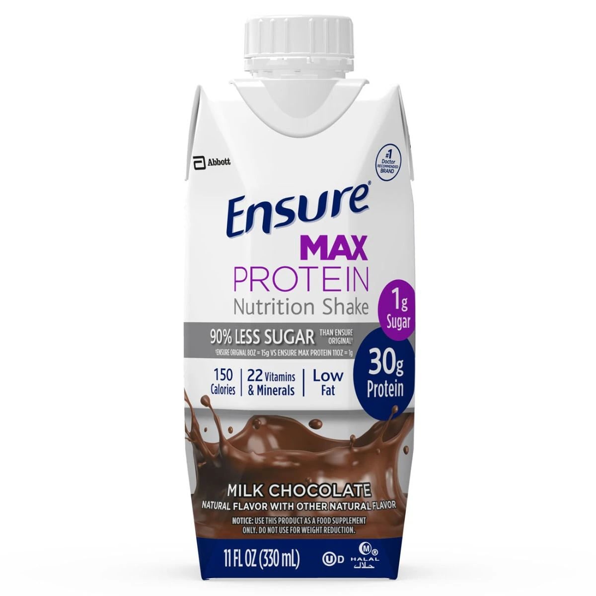 Ensure Max Protein Shake, Chocolate, 11 oz Carton, 12/Case