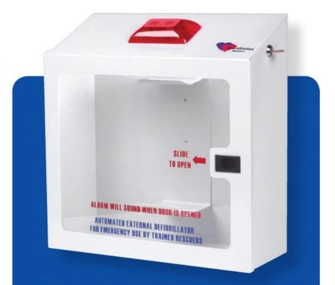 HeartStation Premier AED Wall Cabinet with Alarm, White, Metal