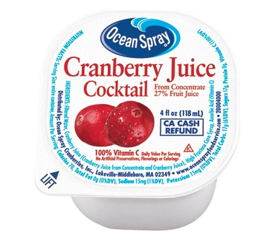 Ocean Spray Cranberry Cocktail Juice, 4 oz Cups, 48/Case