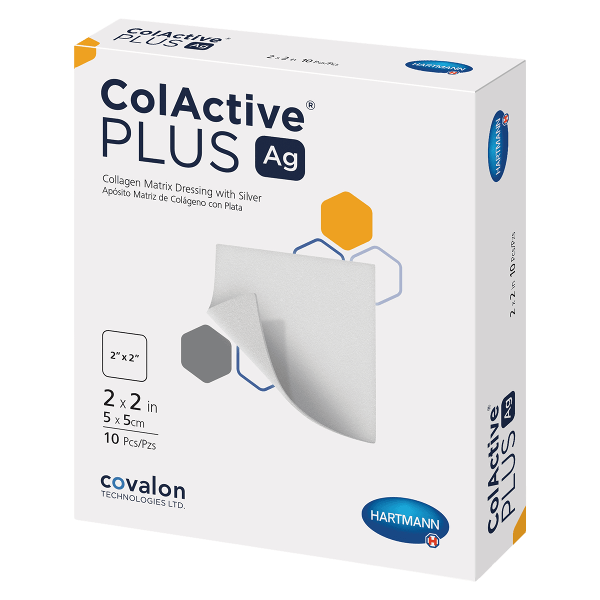 ColActive Plus Ag Collagen Wound Dressing, 2x2" Silver