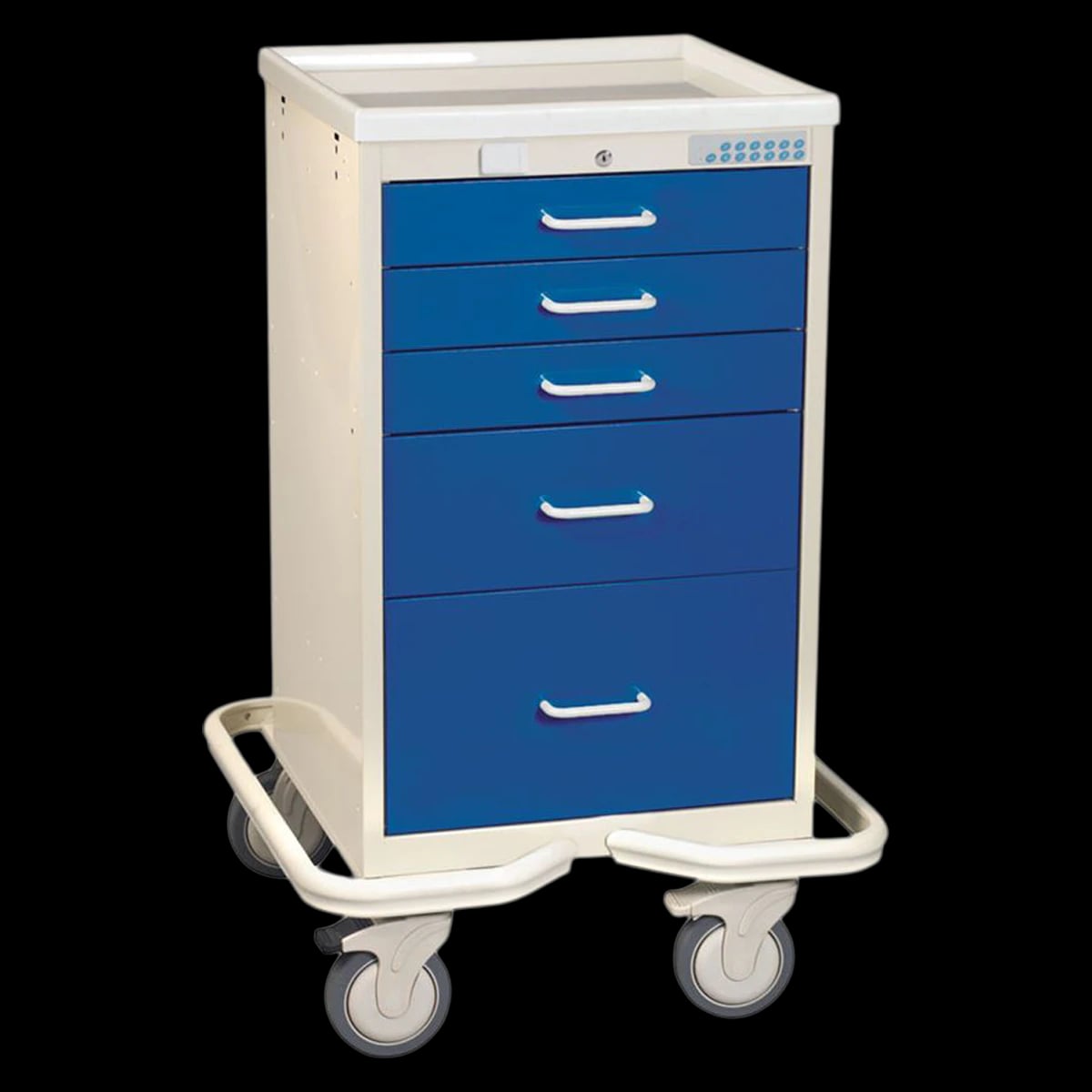 AliMed Mini-Series Tower Cart, 5-Drawer with Electronic Lock, 24.5 x 24.75 x 37.75 inches, 5-inch Casters