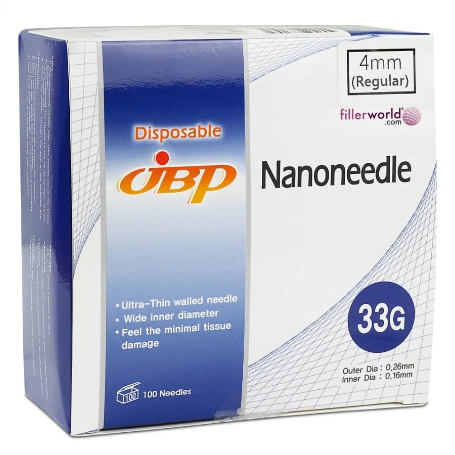 JBP Nanoneedle Hypodermic Needle, 33G x 8mm, Sterile, Disposable, Conventional, 100/Box