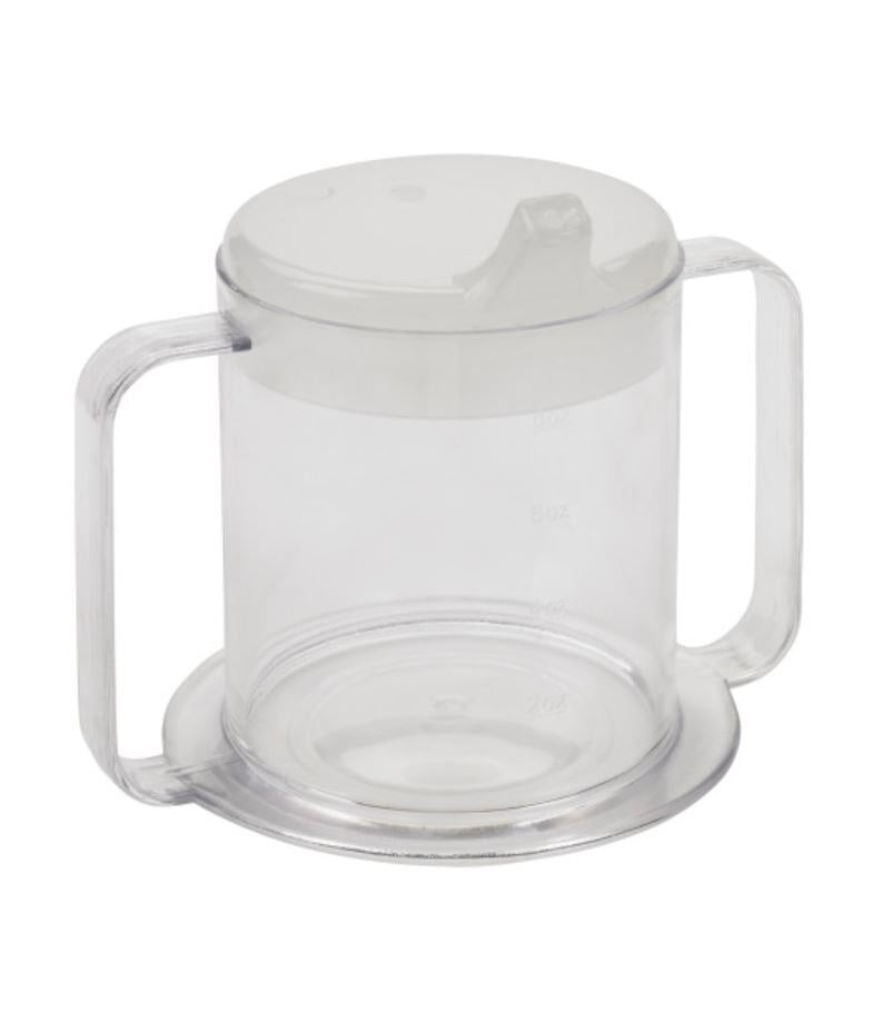 Lifestyle Essential Handle Cup with Lid, 10 oz, Clear Polystyrene, 2 Handles