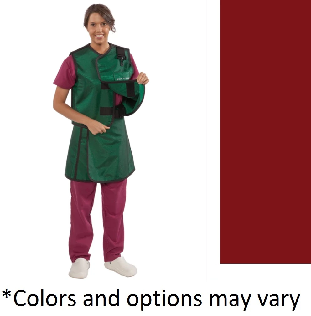 Wolf X-Ray Lead-Free X-Ray Apron/Vest, Burgundy, Female, Medium, 20x35-40", 0.5mm Lead Equivalence