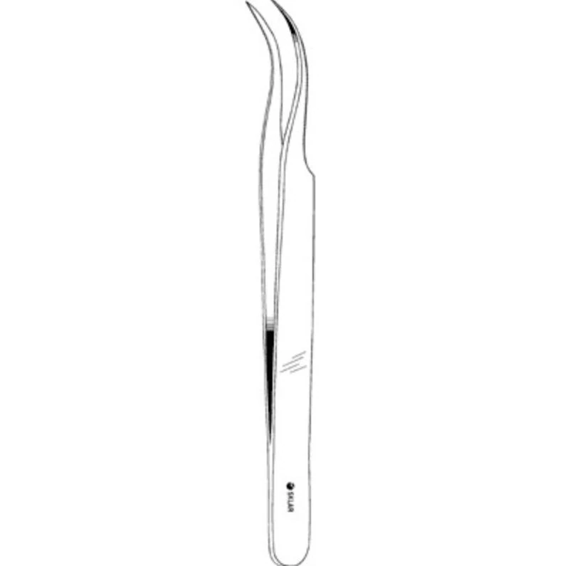 Sklar Econo Jewelers Tissue Forceps, Curved, 4.5" Stainless Steel, Non-Sterile, 12/Box