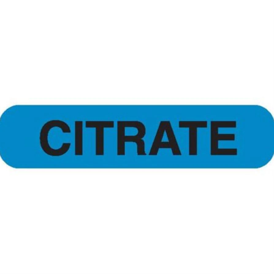 Marketlab CITRATE Laboratory Label, Blue, 1.625" x 0.375", 1000/Package