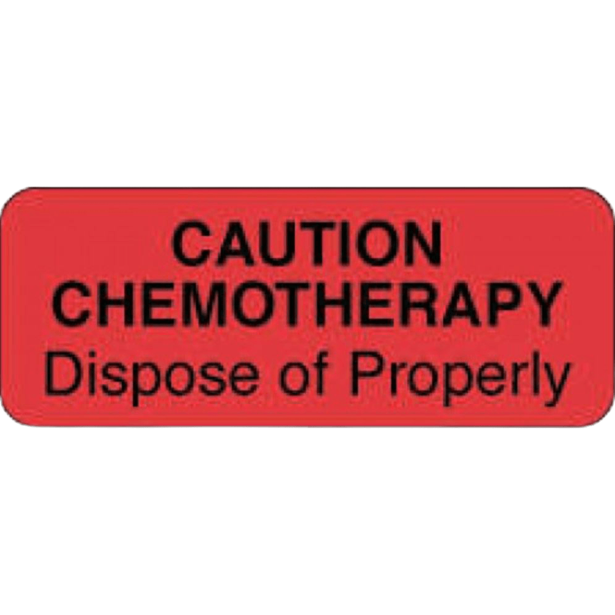 Precision Dynamics Communication Label Paper, Caution Chemotherapy, Fluorescent Red, 2-1/4" x 7/8", 1000/Roll