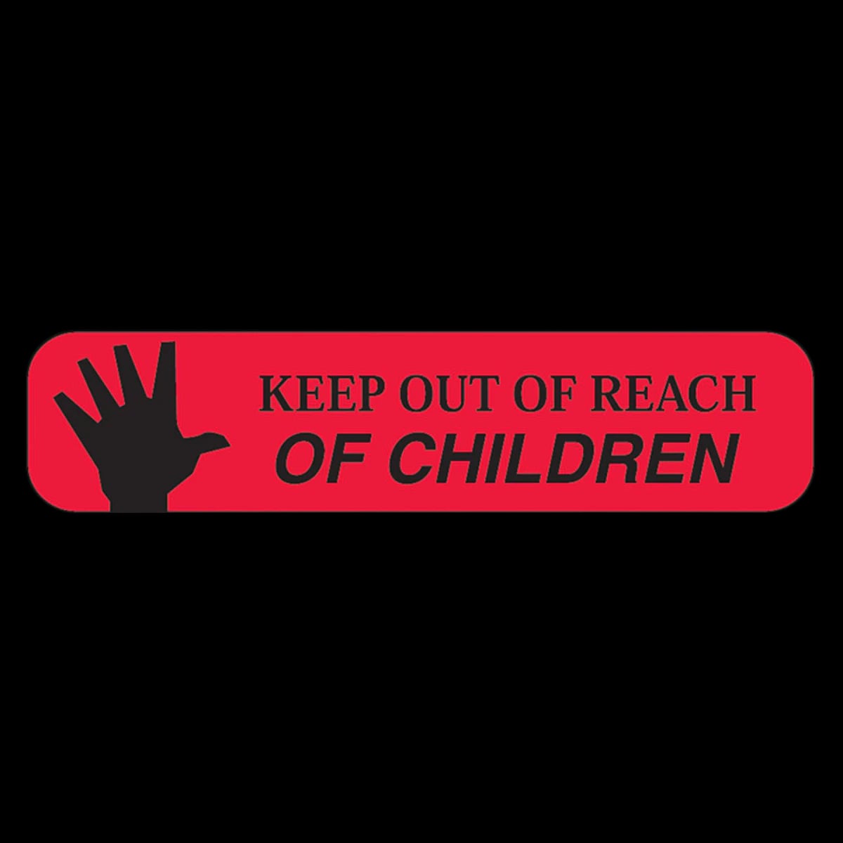 Health Care Logistics Warning Label, Keep Out of Reach of Children, Red/Black, 1-5/8 x 3/8 Inch, 1000/Package