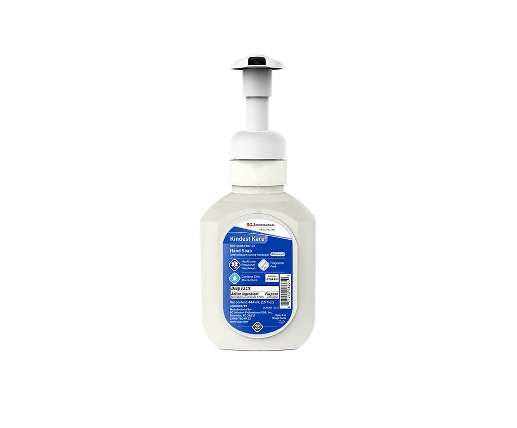 Kindest Kare Foaming Antimicrobial Handwash, Fragrance Free, 15 oz Bottle, 18/Case