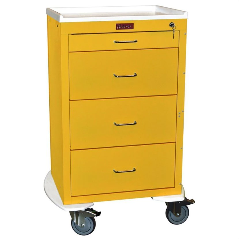 Harloff Mini24 Isolation Cart, 4 Drawer, 29.25" x 22" x 42.75", 5" Casters, Key Lock