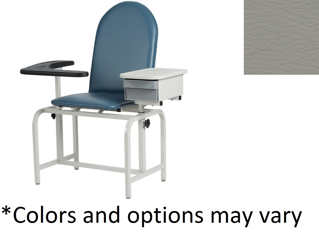 Winco Mfg Blood Draw Chair, Grey, Padded Pivot Arm, 300 lb Capacity
