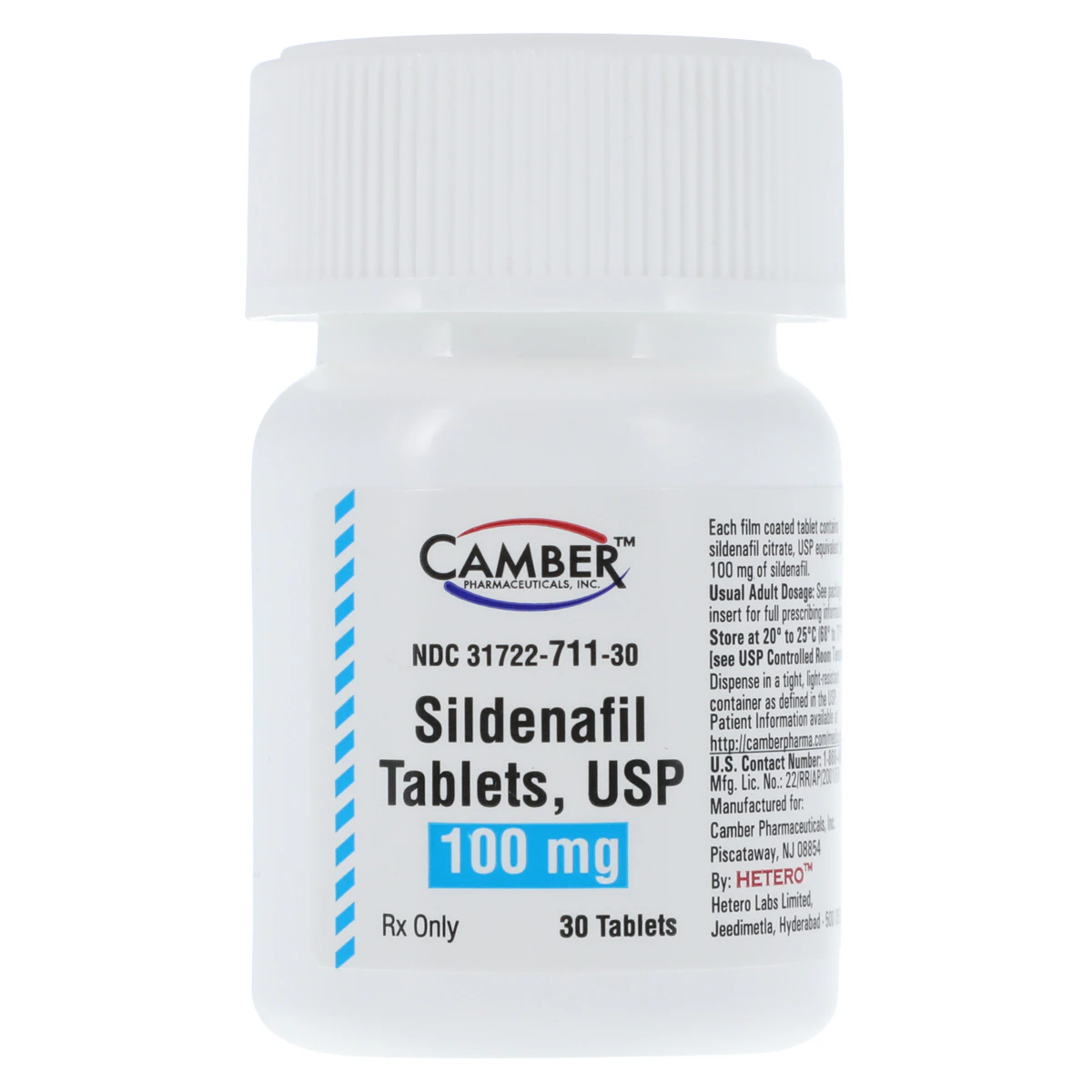 Sildenafil Tablets, 100mg, 30/Bottle, Camber Pharmaceuticals