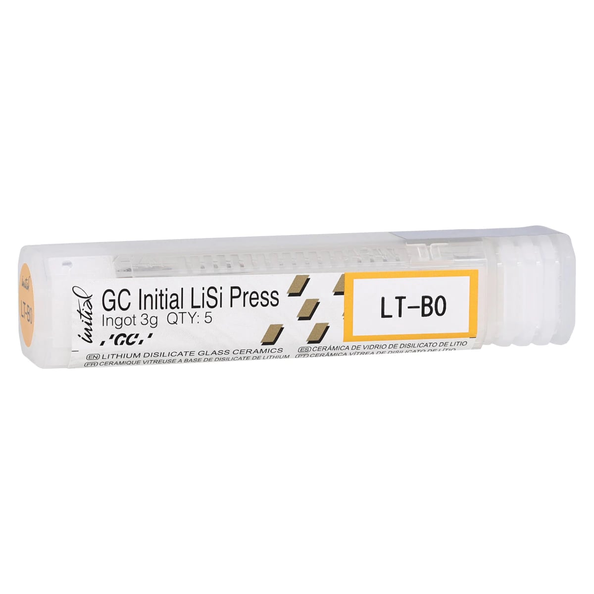 GC Initial LiSi Press Lithium Disilicate Ingot, Shade LT-B0, 3g, 5/Pk, 012837