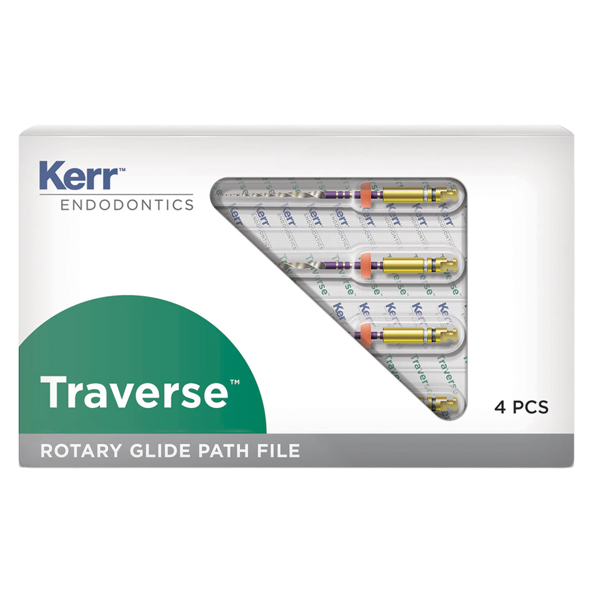 Kerr Traverse Rotary Glide Path File, .06 Taper, #18 Tip, 25 mm, 4/Pk, 818-2182