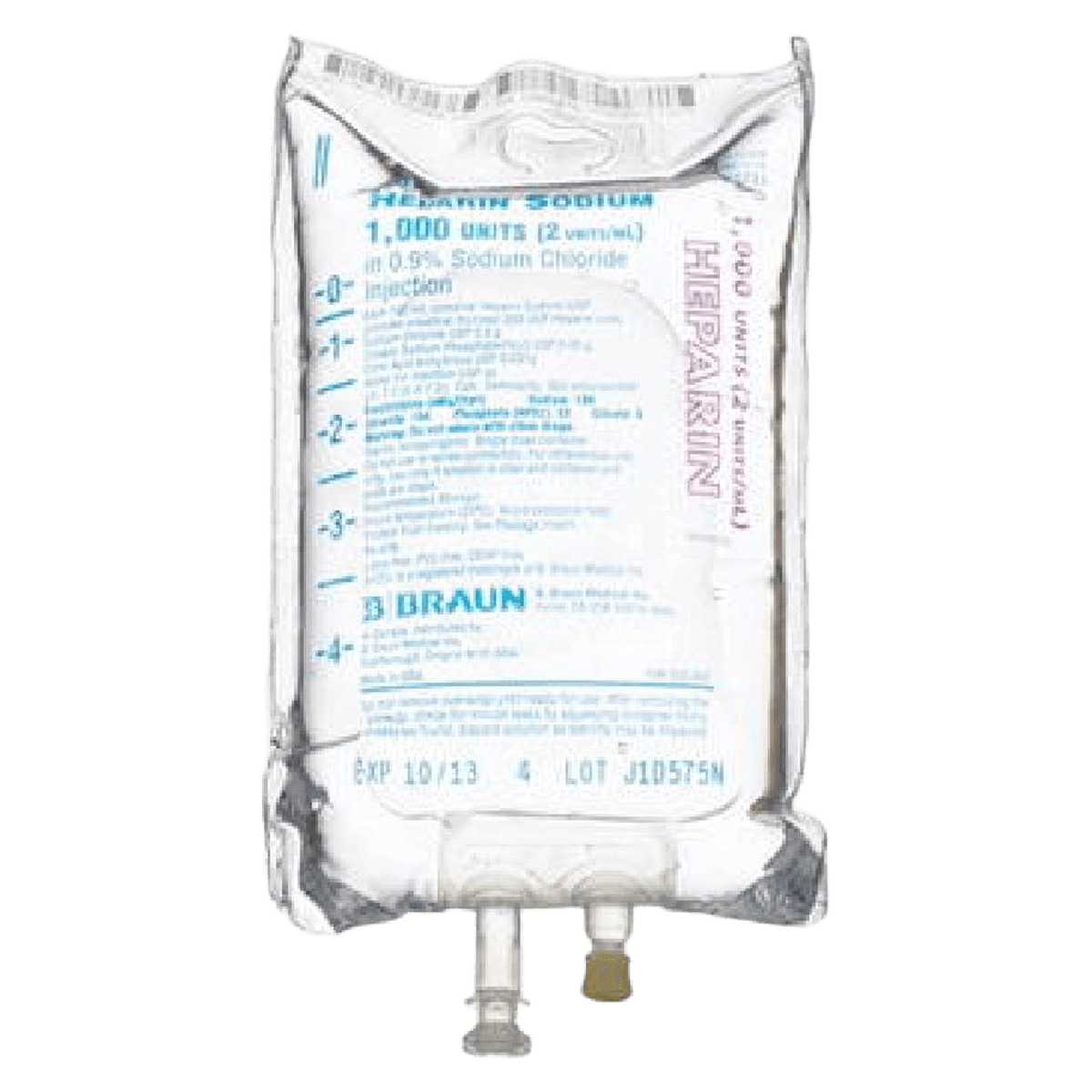 B. Braun Heparin Sodium in 0.9% Sodium Chloride Injection, 2U/mL, 500mL IV Bag, 24/Case