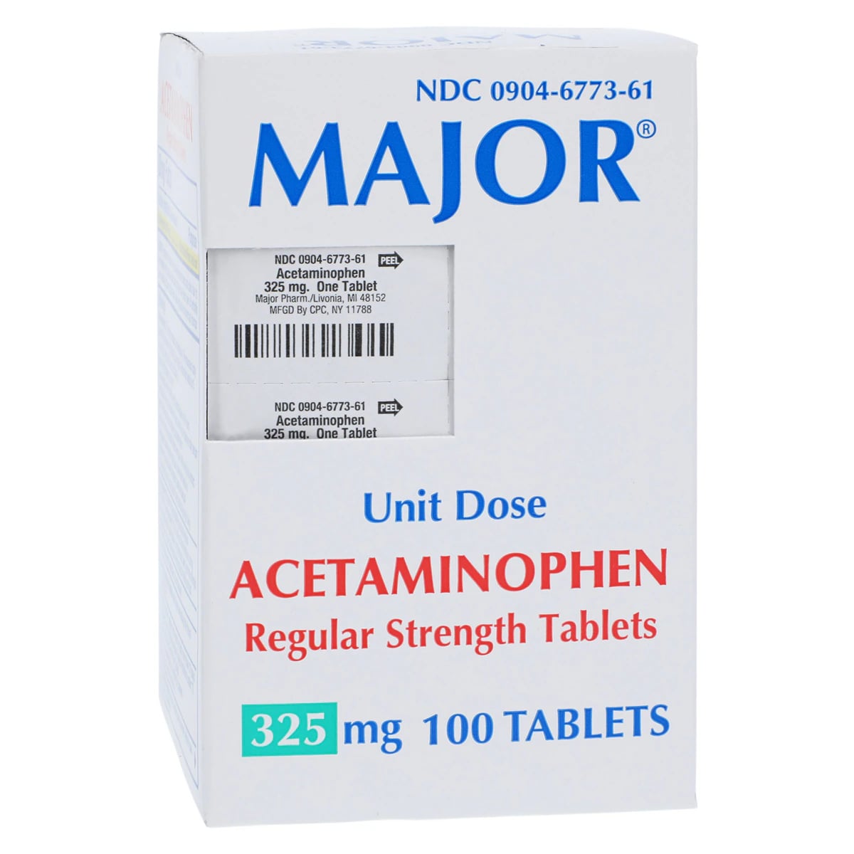 Acetaminophen Tablets 325 mg, Unit Dose Blister Pack, 100/Package