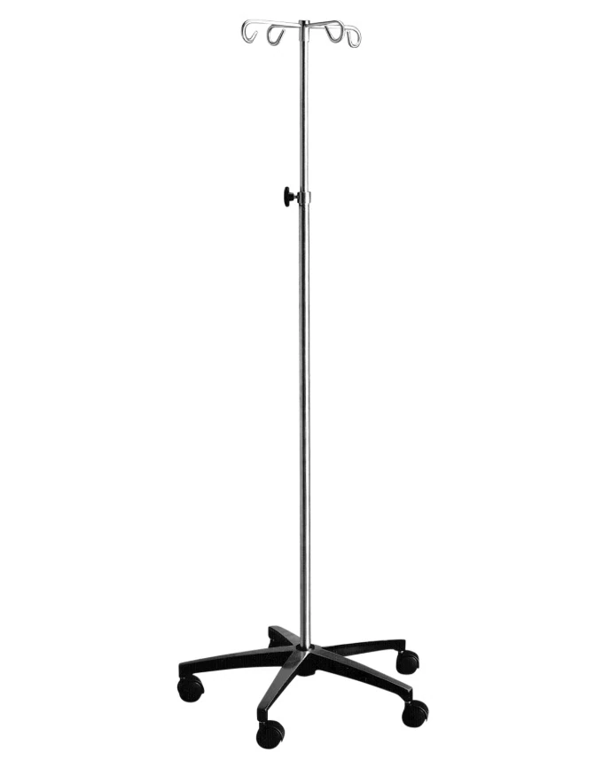 Blickman Industries IV Stand, 5-Leg Base, 2 Hooks
