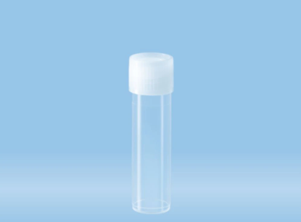 Sarstedt Screwcap Tube, Polypropylene, 8mL, 16x57mm, Flat Bottom, Clear, Non-Graduated, Sterile, 1000/Case
